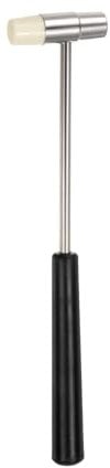sourcing map Double Face Small Plastic Metal Hammer 7 Round Dual Head Multifunctional Mallet with Soft/Hard Tips for Jewelry Watch Handcraft, Black