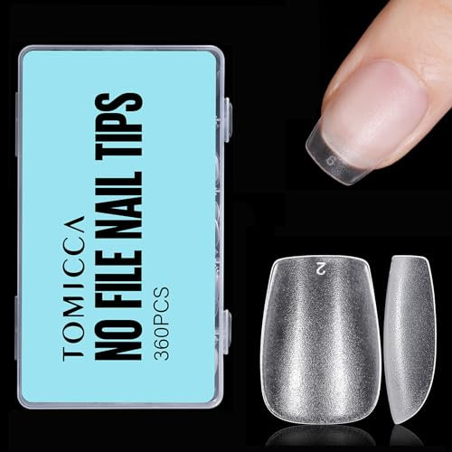 TOMICCA 360Pcs Extra Short Coffin Nail Tips - Matte Soft Gel Full Cover for Soak Off Extensions | 15 Sizes No-File DIY Kit, Salon & Home Manicure