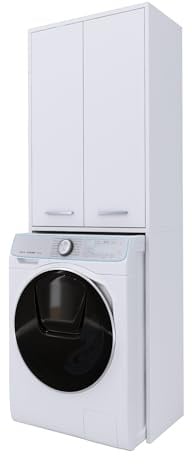 3E 3xE living.com Schrank über der Waschmaschine mit Langer Tür, Farbe Weiss