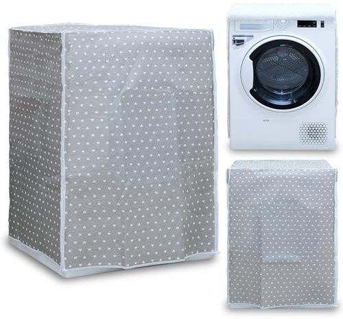 Copri Lavatrice e Copri Asciugatrice per Interno, Coprilavatrice Impermeabile, Copertura Impermeabile con Chiusura a Zip, Telo Antipolvere, Coprilavatrice da interno 65x55x85