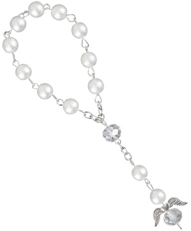 Fogcays Couronne de Chapelet de Voiture Perles Croix Crucifix Auto-Rosenkranz-Kette Schutzengel-Rosenkranz für Männer und Frauen Kristallperlen für Den Rückspiegel Innenspiegel, Idealer Begleiter