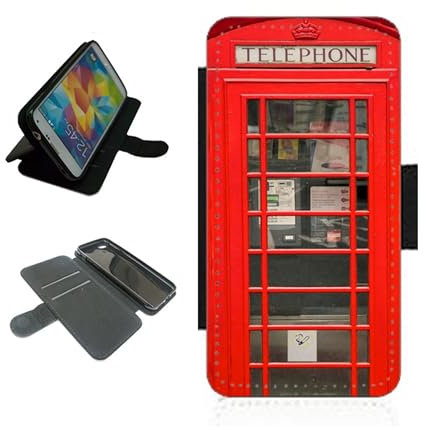 Telephone box phone case wallet For Apple iPhone/For Samsung Galaxy Silicone rubber holder flip case, PU leather back panel, card slots. Phone cover London Black