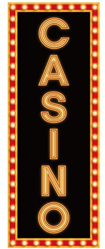 RattanView Casino Thema Party Dekorationen Casino Schild Glücksspiel Banner Las Vegas Night Jointed Stand Up Decoration Las Vegas Poker Night Pull Down Cutouts Photo Booth Requisiten Retro Party