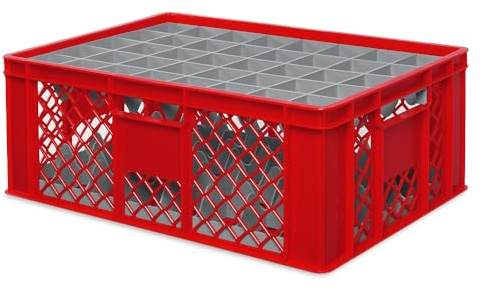 BRB Gläserkiste 600x400 mm, Rot, für 40 Gläser Ø 67 mm, Glashöhe max 205 mm