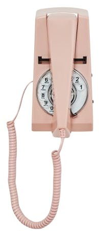 Telefono da parete rosa per casa, telefono fisso decorativo vintage per casa, telefono fisso vecchio stile con quadrante rotativo con ricomposizione, telefoni solidi per ufficio/hotel/scuola