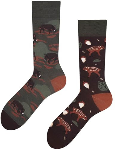 TODO Colours Calcetines divertidos con diseño para hombre y mujer, divertidos, multicolor, Calcetines Jabalí, 35-38