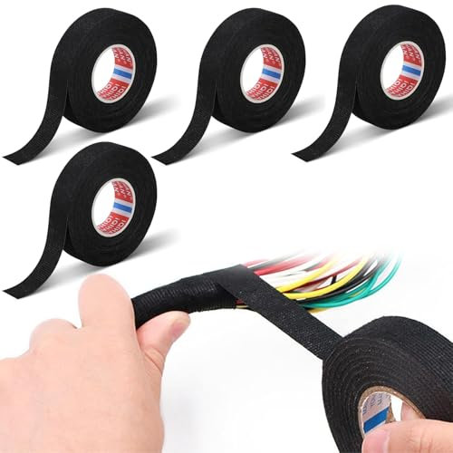 Kabelbaum-Isolierband, 4pc Kabelbaum-Filzband, Gewebeband, Filzband, Kabelgeflechtband, Hitzebeständiges Isolierband Zum Vgewebeband erbinden Von Kfz-Kabeln, Reparatur, Geräuschreduzierung, Schwarz