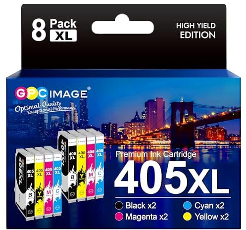 GPC IMAGE 405XL 405 XL Patronen Kompatible für Epson 405 405XL Schwarz für Epson WF-4820 Druckerpatronen WF-4820DWF WF-3820 WF-3820DWF WF-4825 WF-3825 WF-4830DTWF WF-7840DTWF WF-7830DTWF (8er-Pack)