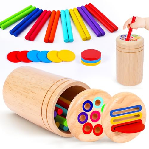 Montessori Spielzeug ab 1 Jahr, Spielzeug ab 1 2 Jahre Mädchen Jungen Baby Spielzeug Geschenk Mädchen Jungen 1 2 Jahre Farbe Sortierspiel Kinderspielzeug Motorikspielzeug Holzspielzeug ab 1 Jahr