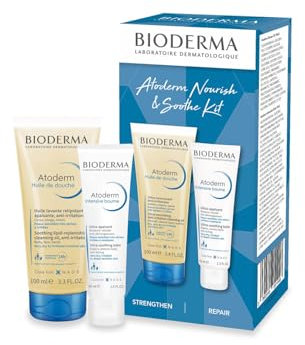 Bioderma Atoderm Nourish & Soothe Gift Set for dry, to very dry and atopic skin includes Atoderm Intensive Balm 45ml and Atoderm Shower Oil 100ml.