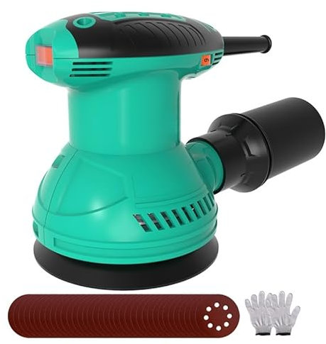 Craftsman Sander,400W Electric Orbital Sander with 6 Various Speeds 4000-14000RPM,4.9-Inch Palm Sander with 55PCS Sandpapers,1 dust Canister,Fit for Woodworking, Sanding, Polishing…