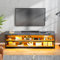 Gurexl LED TV Schrank für Fernseher von 55 Zoll bis 70 Zoll, TV Ladestation mit Beleuchtung 24 Farben, 140 × 60 × 40 cm, Unterschrank, Aufbewahrung Möbel Holz und Metall Grau