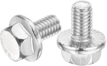 QUARKZMAN 10Pz M6 x 10mm Bulloni Esagonali Flangiati Serrati Argento | Acciaio Inossidabile 304, Bulloni Testa Esagonale Flangiata, Utensili da Macchine e Progetti, per Uso Domestico