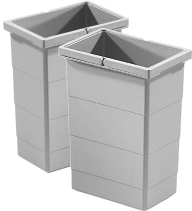 Hailo 8 L Inneneimer Paar 1075959 hellgrau | Ersatzabfalleimer für Rondo und Raumspar-Tandem Abfallsammler | Kunststoff-Eimer mit Doppelhenkel | Passend für Hailo 3603631 | Hochwertiges Zubehör Küche