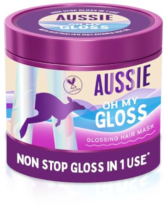 Aussie Oh My Gloss Glossing Vegan Hair Mask 500ml for Dry & Dull Hair | Moisturises & Deeply Nourishes Dry Hair, Restores Your Natural Gloss, Infused with Australian Macadamia Nut Oil, Cruelty Free