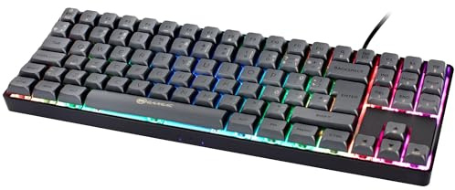 Gamiac TKL90G Gaming-Tastatur Schwarz/Grau – TKL ISO-DE Layout, Blue Switches, Hot-Swap, PBT Keycaps, RGB-Beleuchtung, USB-C, 1.000 Hz Pollingrate