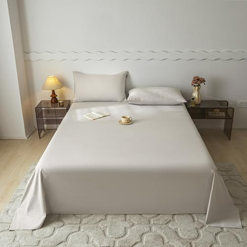 KLUOT Bettlaken ohne Gummizug 180 x 230 cm 100% Baumwolle Hellgrau | Leintuch aus 100 % Baumwolle Hautfreundlich Atmungsaktiv für Doppelbett Glatt und pflegeleicht