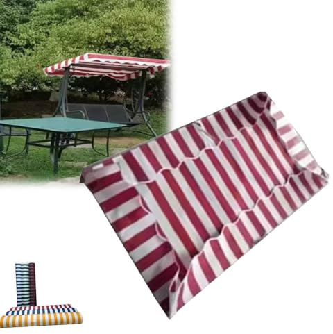 ZIUSFAC Hollywoodschaukel Dachplane Streifen Dach-Plane 3 Sitzer Hollywoodschaukel Dachbezug Wasserdichtes Sonnendach Für Gartenschaukel 200×120cm 210×145cm(Red,240x135cm/94x53in)