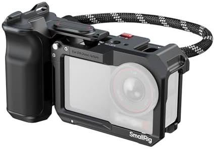 SMALLRIG Kit impugnatura per DJI Osmo Action 5 Pro / 4/3 con gabbia, impugnatura per fotografia di strada, sgancio rapido, pulsante di scatto, attacco a slitta, cinturino da polso - 5602