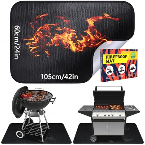 Alckijy Base Resistente al Fuego | Alfombra Plegable de protección contra el Calor 60 * 105cm | Placa Protectora contra chispas | para barbacoas, Estufas de leña, Suelo y césped