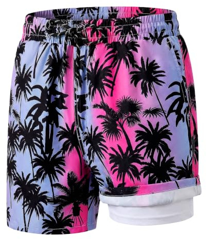 Hoseay Maillot de Bain Enfants Séchage Rapide 2 in 1 Short Bain 7-13 Ans | Doublure Compressive et Poche, Respirant, Cordon Ceinture Élastique, Pantalon de Surf, Piscine, Rafting, Détente