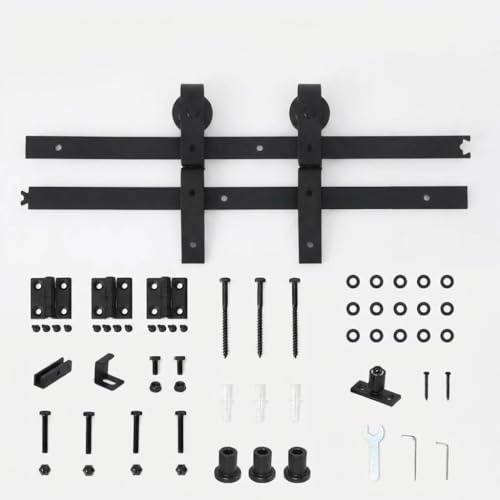 Garvee Kit quincaillerie robuste pour porte de grange pliante – Rail coulissant silencieux, installation facile, idéal placard, pour 4 portes bifold – Spécification : 52'' 4 portes