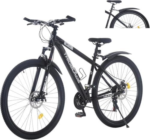 LSBIKE 24/26/27,5/29 Zoll Premium Mountainbike, 21 Gang Schaltung Erwachsene Outdoor Fahrrad, Gabelfederung, Doppel Scheibenbremsen, Verstellbarem Ergonomischen Sitz, MTB Fahrrad