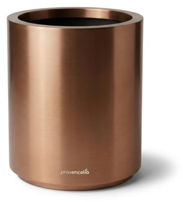 Provencelia Metropole Edelstahl Pflanzkübel Ø40 x H50 cm Kupfer — Pflanzgefäß groß frostbeständig handgefertigt rostfrei Outdoor Indoor Garten Terrasse Balkon