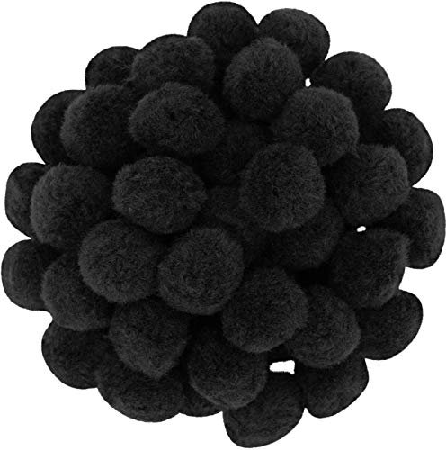 i-mondi® 50 pompons zum basteln schwarz in 20mm klein bastel zubehör pom pom bunt kugeln ponpons deko pompom plüsch