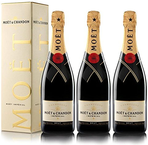 LOT 3 CHAMPAGNES MOËT & CHANDON BRUT MOËT IMPERIAL 75cl AVEC ÉTUIS.