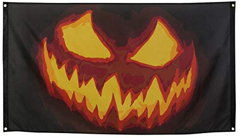 Boland - Banner Creepy Pumpkin, 90 x 150 cm | Polyester Flagge, Dekoration für Halloween, Karneval und Horror Mottoparty, Kürbis
