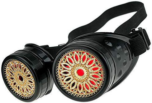 MFAZ Morefaz Ltd Schutzbrille Schweißen Sonnenbrille Welding Cyber Goggles Steampunk Goth Round Cosplay Brille Party Fancy Dress (Black Design)