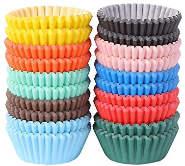 Miss Bakery's House® Mini moldes para magdalenas - papel - estándar - Ø 32 mm x 20 mm - colores diferentes - 500 - pastelería - confitería - para pastelitos y chocolates - tartaletaspiezas