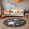 SIMPEX Teppich Rund Kinderzimmer süßes Stern-Design Kurzflor Kinderteppich mädchen Spielteppich Modern Design Babyzimmer Teppiche für Junge und Mädchen Extra Weich und Antiallergen 160 cm Rund