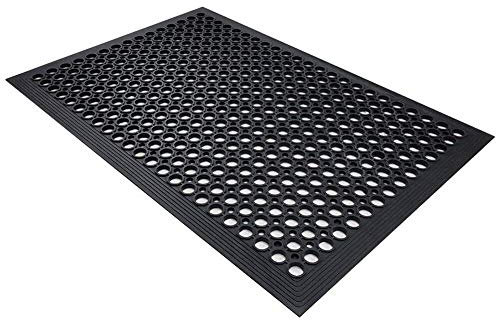 SrS Rugs® Rubber Mats Outdoor Entrance Non Slip Anti Fatigue Drainage Holes (Rubber Rings, 90cm x 150cm)