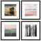 PHOTOLINI Cadre 30 x 30 bois MDF noir, lot de 4 cadres photo avec passe-partout pour posters et affiches, verre acrylique incassable, décoration murale à suspendre, accessoires supplémentaires