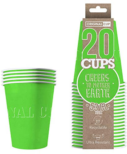 Original Cup - 20 x Gobelets Américains en Carton 53 Cl - Soirée Beer Pong - Vert