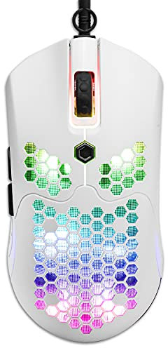 RGB Wired Lightweight Gaming Mouse, 65G with Honeycomb Shell Ultralight Ultraweave Cable, 26 RGB Backlit, 12000DPI Programmable Drive 7 Buttons Optical Mice