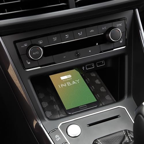 INBAY 10W Handyhalterung Auto Ablagefach Induktiv/Kabellos passend für VW Polo (AW), Taigo (CS) - Autohalterung Zubehör Innenraum - Qi