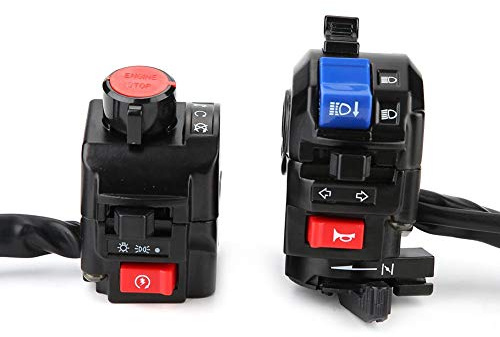 Interruttori Manubrio Moto,devioluci KIMISS Interruttore di controllo del manubrioï¼Œ di zecca 1 paio Universale 7/8 pollici Manubrio del motociclo Clacson Indicatore di direzione (Nero)