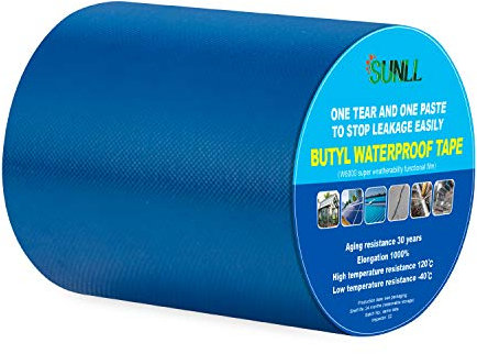 Waterproof Butyl Tape 15cm Width X 5m Length, Adhesive Butyl Sealant Strip for RV Repair, Boat Sealing, Sun Room, Glazed Tile, Rubber Roof Patching, Blue