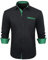 HISDERN Hemd Herren Schwarz Langarm Hemden Männer Regular Fit Business Bügelfrei Oberhemd Freizeit Herrenhemden Mit Tupfenmuster Weihnachtshemd,Schwarz & Grün,XL