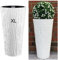MELTOM Pot de Fleur décoratif Rond, Fin et Haut, Effet écorce 3D avec Insert Amovible (Blanc, XL - 57 cm)