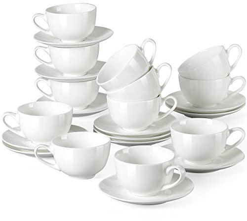 LOVECASA, Serie Sweet, Kaffee-Teeservice aus Porzellan für 12 Personen, Cappuccino-Tasse 230 ml + Untertasse