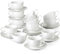 LOVECASA, Serie Sweet, Kaffee-Teeservice aus Porzellan für 12 Personen, Cappuccino-Tasse 230 ml + Untertasse