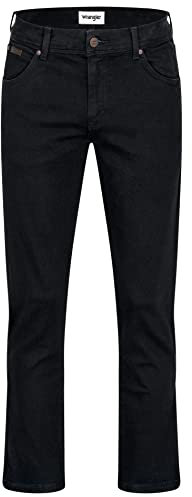 Wrangler Texas Herren-Stretchjeans - Herrenjeans Regular Fit Authentic Straight (W42/L30, Black Overdye)