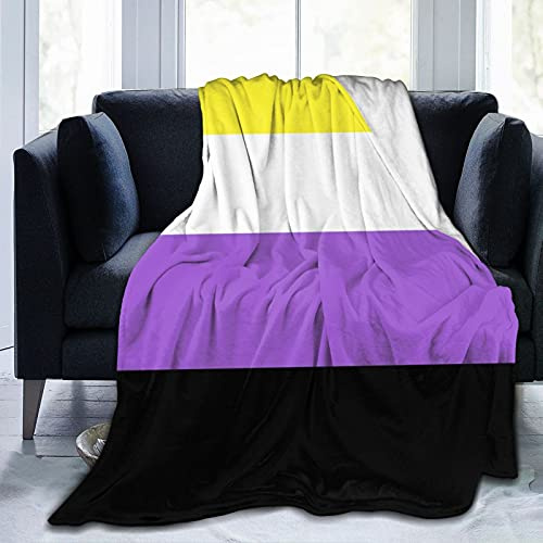 Nicht-binäre Flagge Flanell Fleece Überwurf Decken für Bett Sofa Zimmer Zuhause Weiche Decke Warm All Season Überwurf Plüschdecke 80 x 60