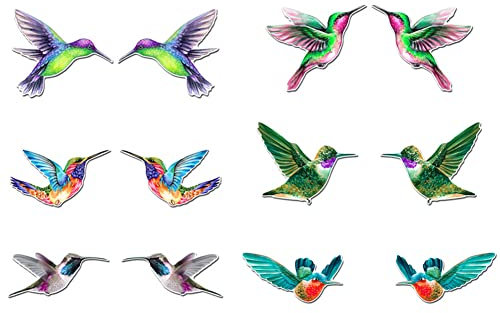 12 Pieces Colorful Hummingbird Screen Door Magnets Decorative, Flexible Double Sided Screen Sticker, Magnetic Screen Door Protector Screen Window Decor for Screen Sliding Doors