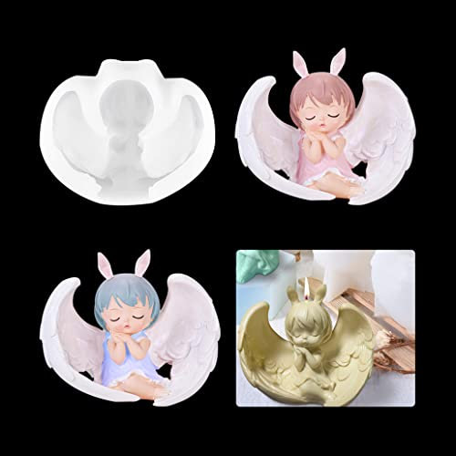 KyeeaDIY Kerzen Silikonform Engel Fondant Harzform DIY Stereo Kerzengießform Wunschmädchen Epoxid Gießform für Kuchen Dessert Dekorateur Handwerk Hochzeit Heimdekoration