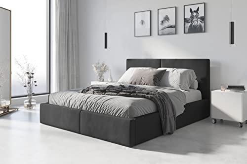 Interbeds Polsterbett Hilton 140x200cm in 6 Farben inkl. Matratze und Lattenrost (grau)